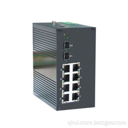Industrial Optical Ethernet switch: 8x10/100T to 2x10/100/1000X SFP, Industrial Management